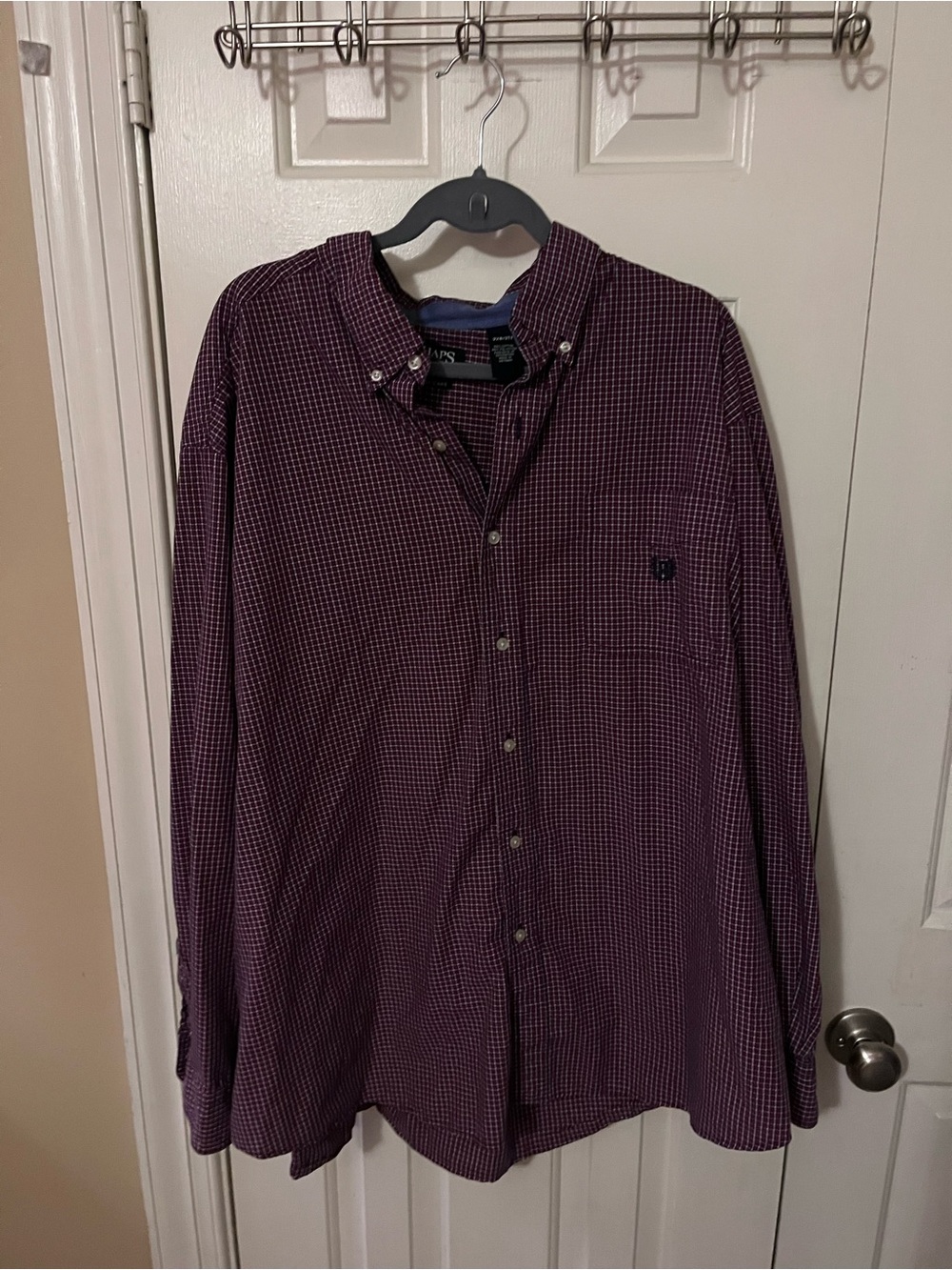 Chaps 3X Burgundy Button-Down Check Shirt - Classic Casual